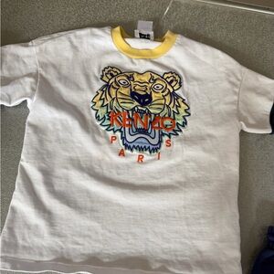 Kenzo Kids White Tee with Colorful Tiger Design